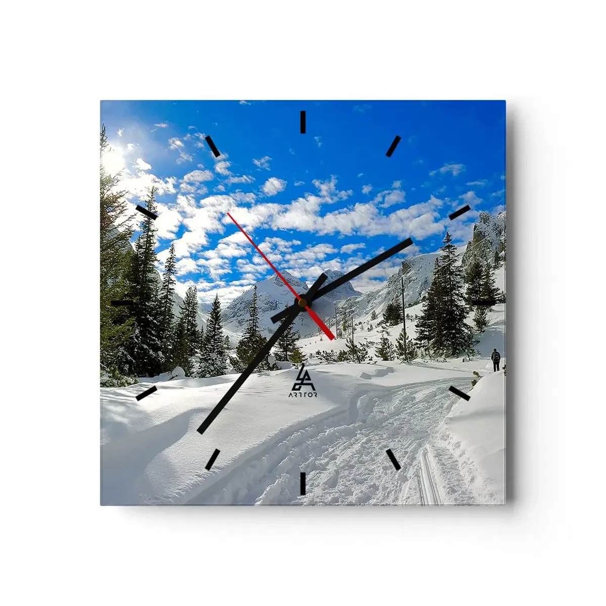 Wall clock - Clock on glass - In Snow and in the Sun - 40x40 cm