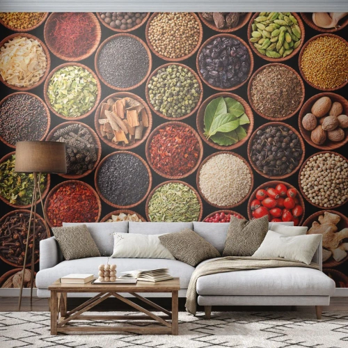 Self-Adhesive Photo Wallpaper Deluxe Sticker - All Flavours of the World - Gastronomy, Spices, Dried Herbs - 100x70 cm