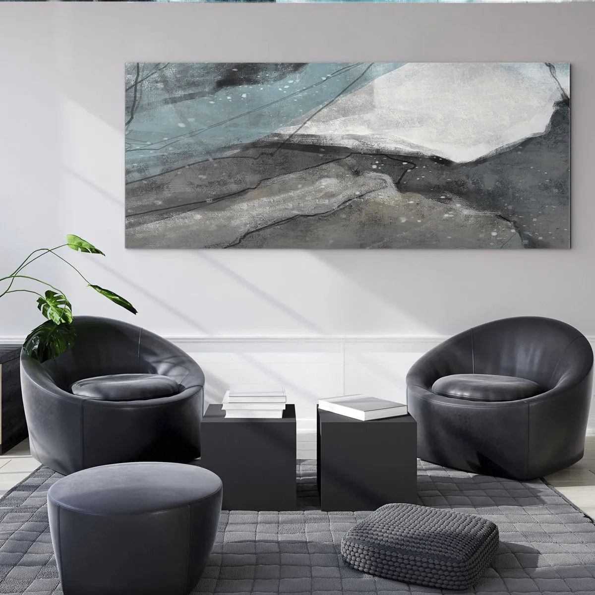 Glass picture - Abstract: Rocks and Ice - 120x50 cm