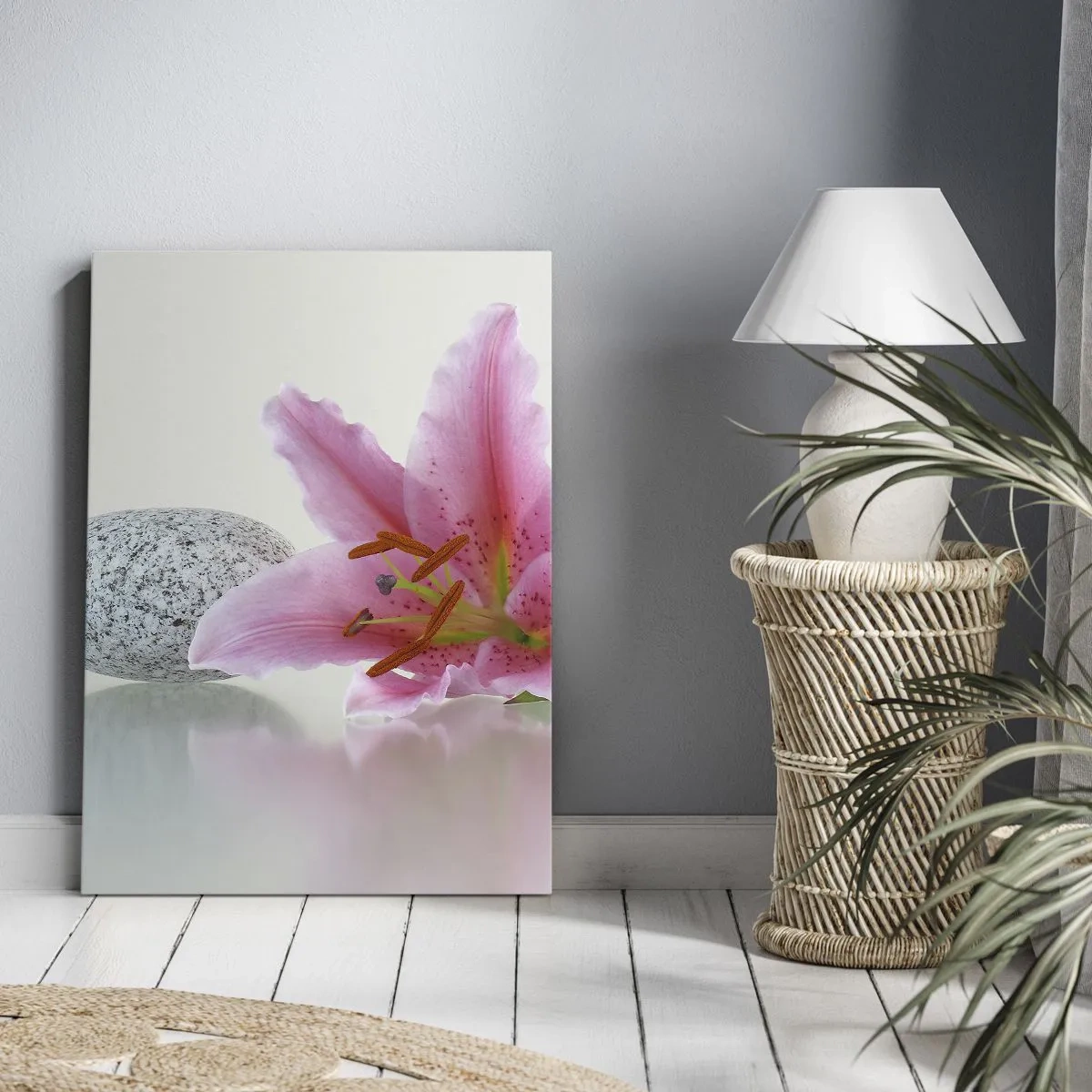 Canvas picture - Study in Pink, Grey and White - 45x80 cm