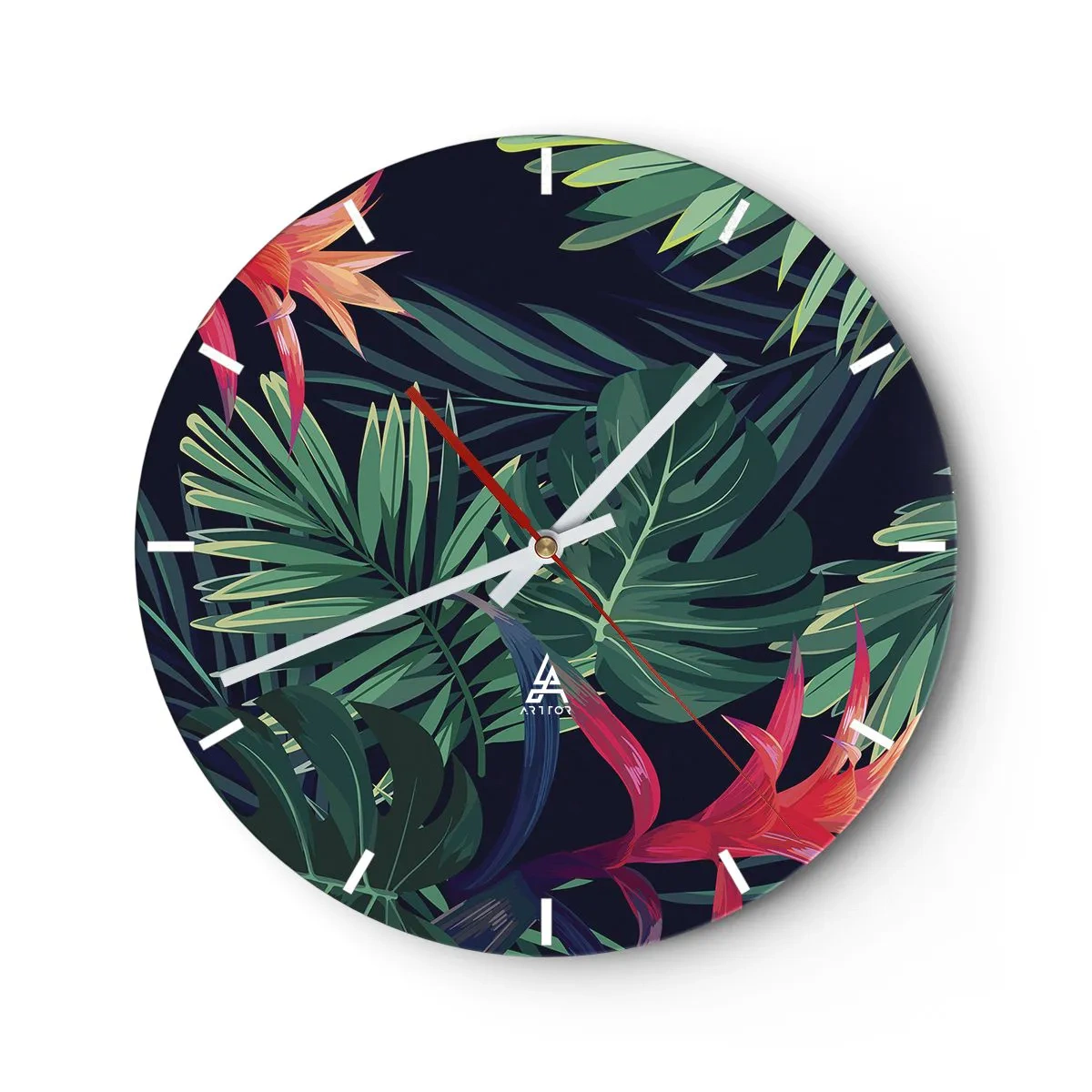 Wall clock - Clock on glass - Burn in Green - 40x40 cm