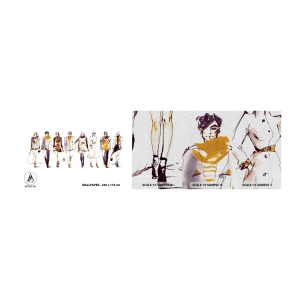 Photo Wallpaper Sample Premium Sand - Natural Elegance on Catwalk - Woman, Model, Fashion - 100x30 cm