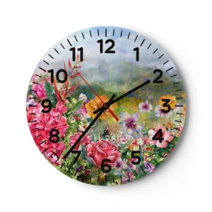Wall clock - Clock on glass - Garden which Went Crazy - 40x40 cm