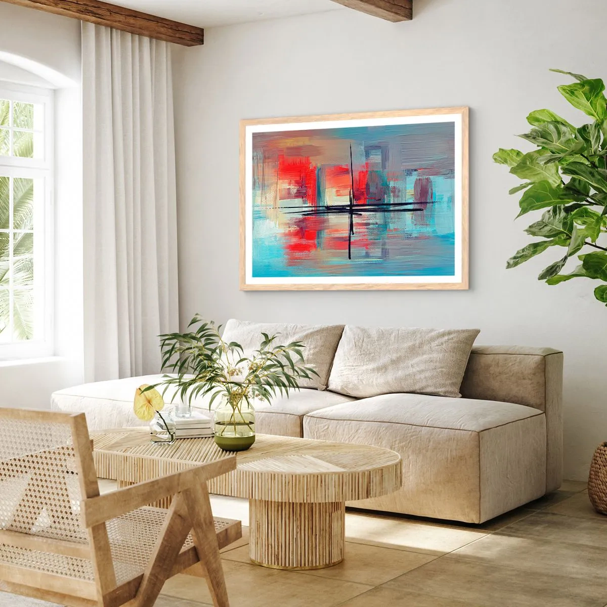 Poster in light oak frame - Landscape in a foreign Dimension - 50x40 cm