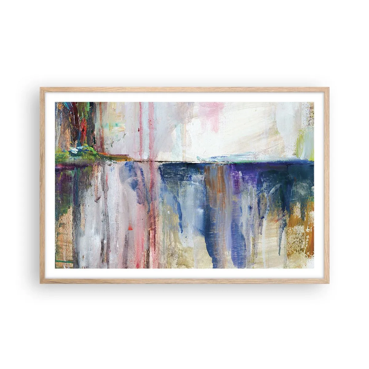 Poster in light oak frame - Colourful Impressions an Associations - 91x61 cm