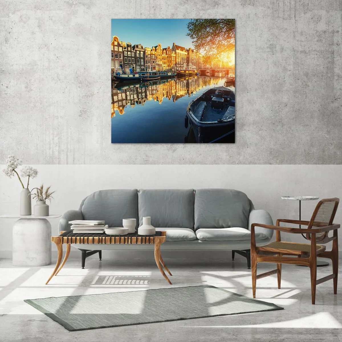 Glass picture - Morning in Amsterdam - 40x40 cm