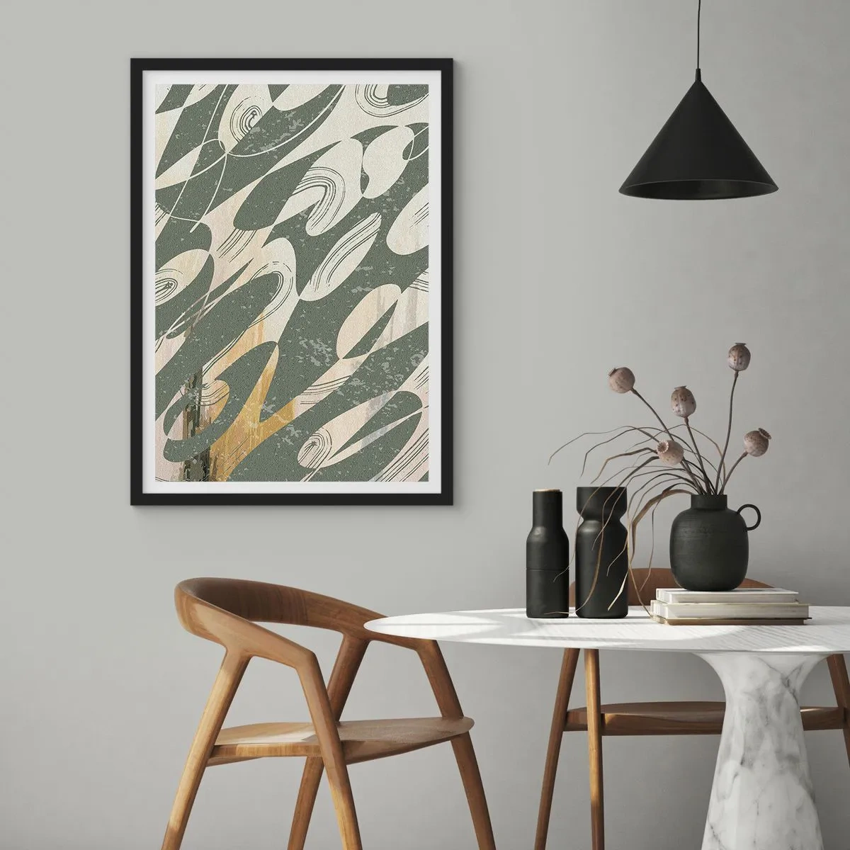 Poster in black frame - Rhytmic Abstract - 30x40 cm
