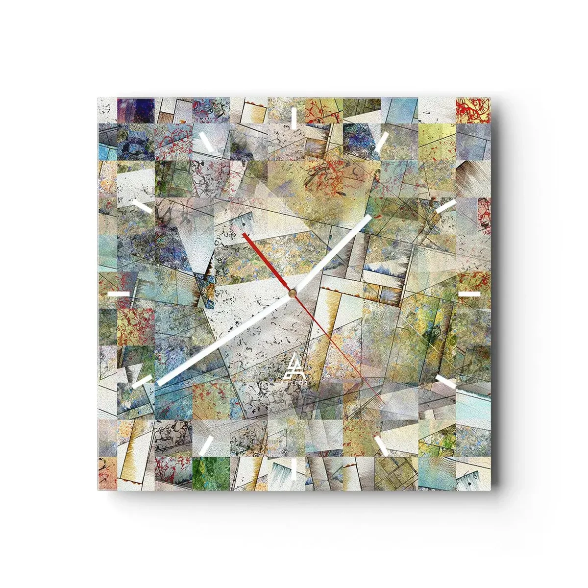 Wall clock - Clock on glass - Geometric Reshuffling - 30x30 cm