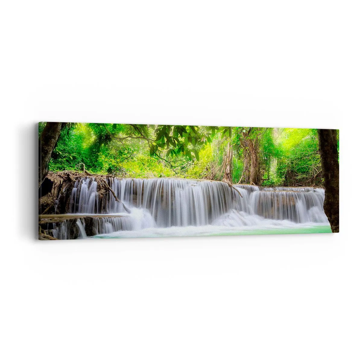 Canvas picture - Cascade in Green - 90x30 cm