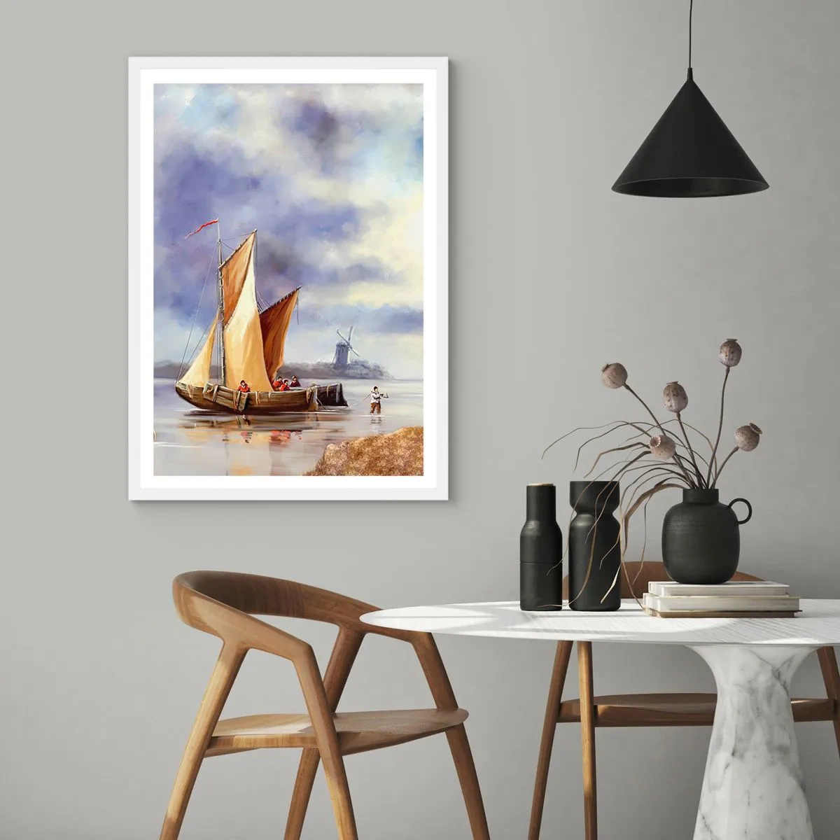 Poster in white frmae - Return of Sailors - 70x100 cm