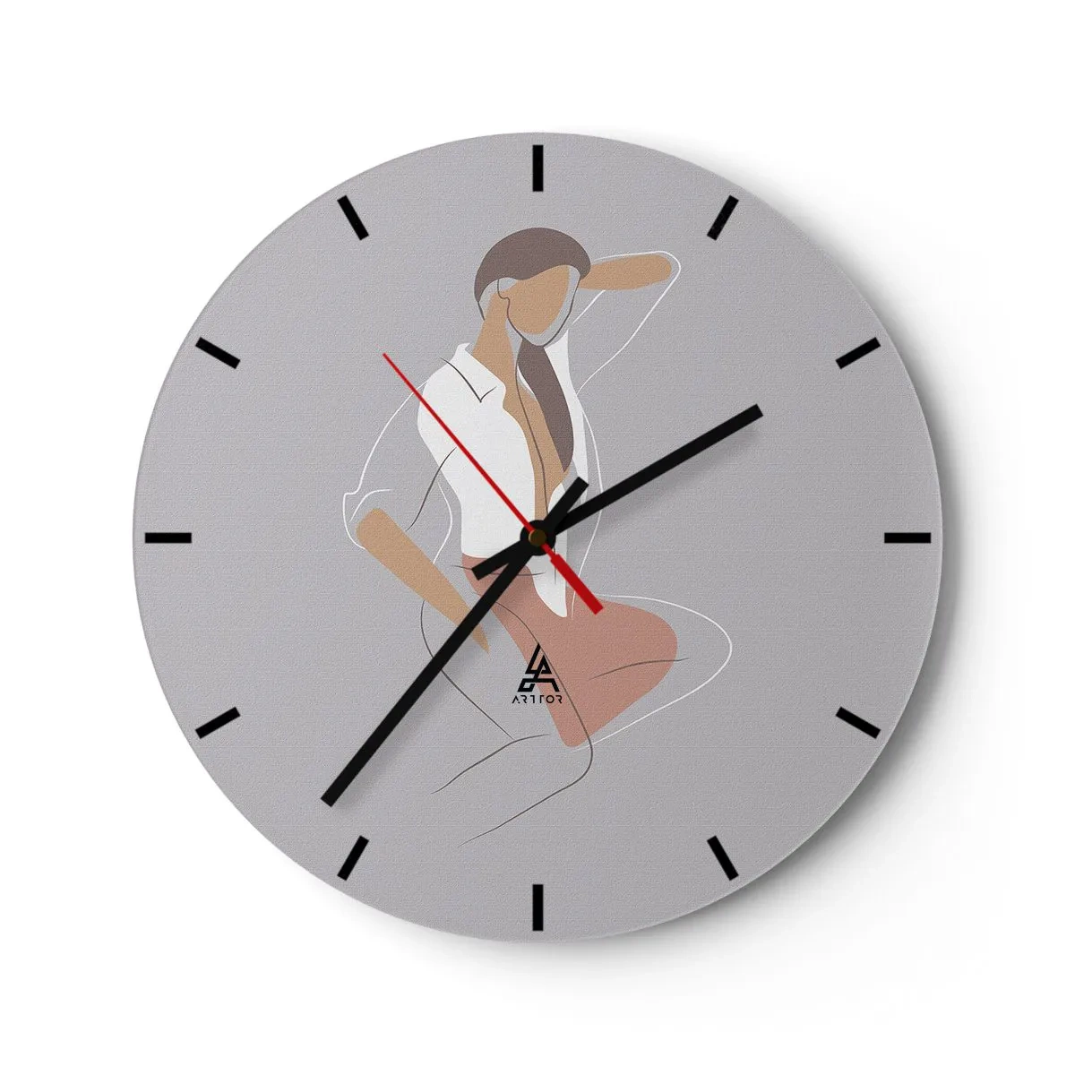 Wall clock - Clock on glass - Outline of Charm - 40x40 cm