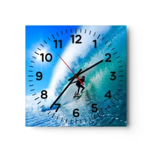 Wall clock - Clock on glass - Across Great Blue - 40x40 cm