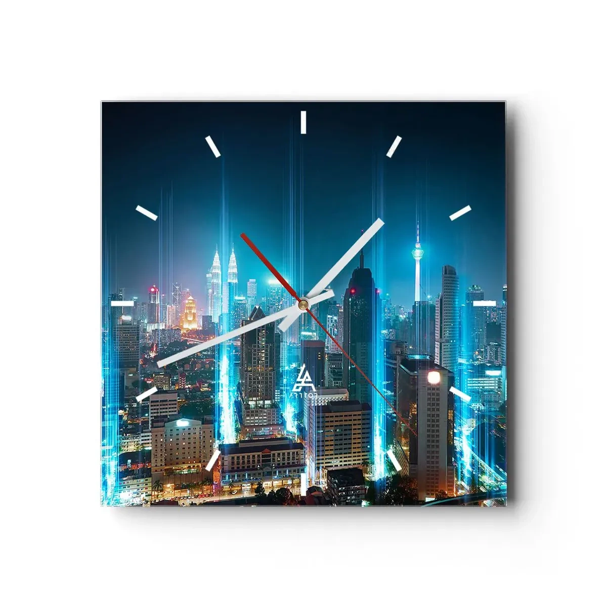 Wall clock - Clock on glass - Berlin Lights - 30x30 cm