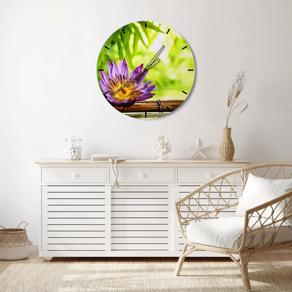 Wall clock - Clock on glass - In the Asian Sun - 30x30 cm