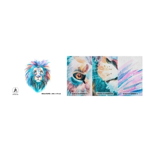 Photo Wallpaper Sample Premium Sand - Electrifying Aura - Animals, Lion, Abstraction - 100x30 cm