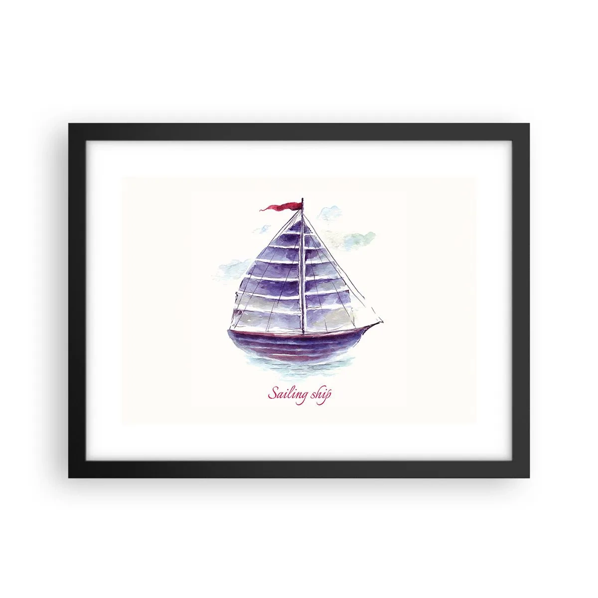 Poster in black frame - Full Sails And Calm Waters - 40x30 cm