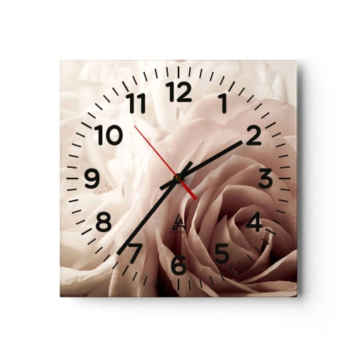 Wall clock - Clock on glass - In the Heart of a Rose - 30x30 cm