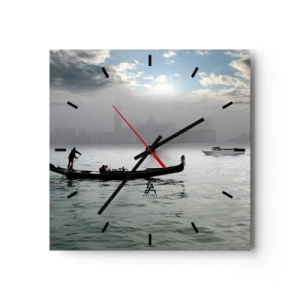 Wall clock - Clock on glass - Fairytale City from Water and Fog - 40x40 cm