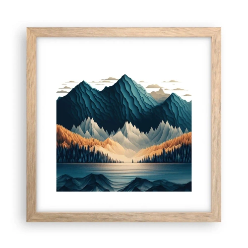 Poster in light oak frame - Perfect Mountain Landscape - 30x30 cm