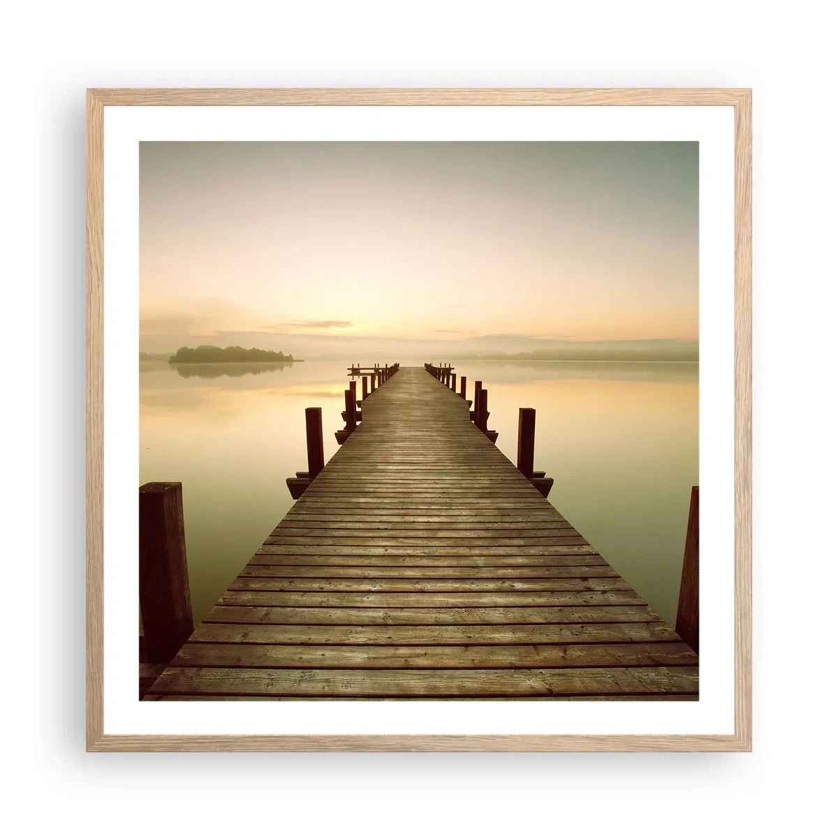 Poster in light oak frame - Before Dawn, Dawn, Light - 60x60 cm