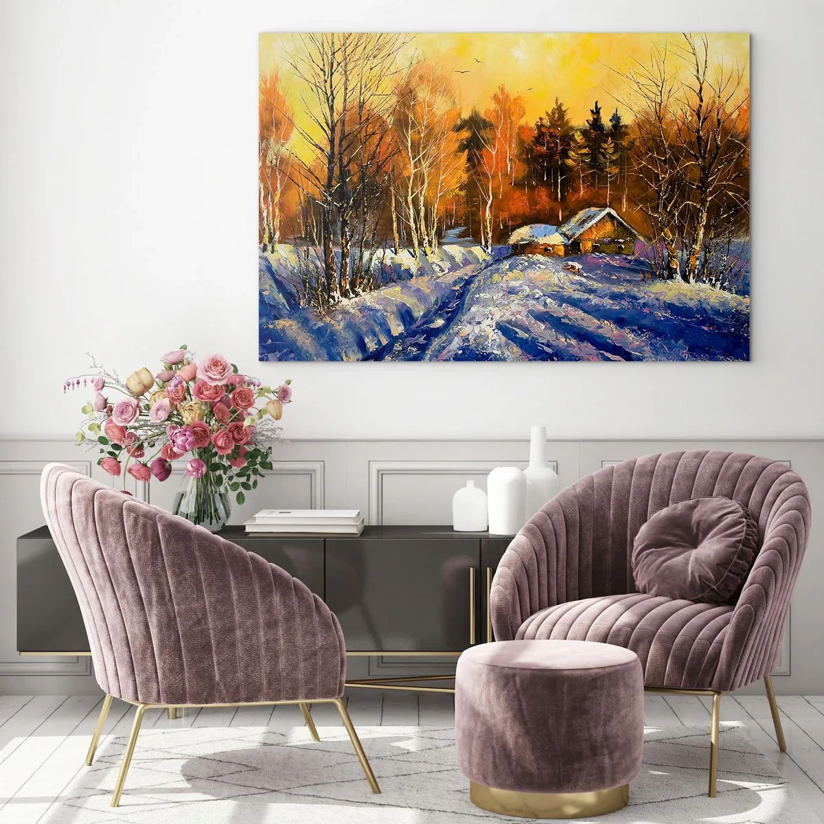 Glass picture - Winter Impression in the Sun - 100x70 cm