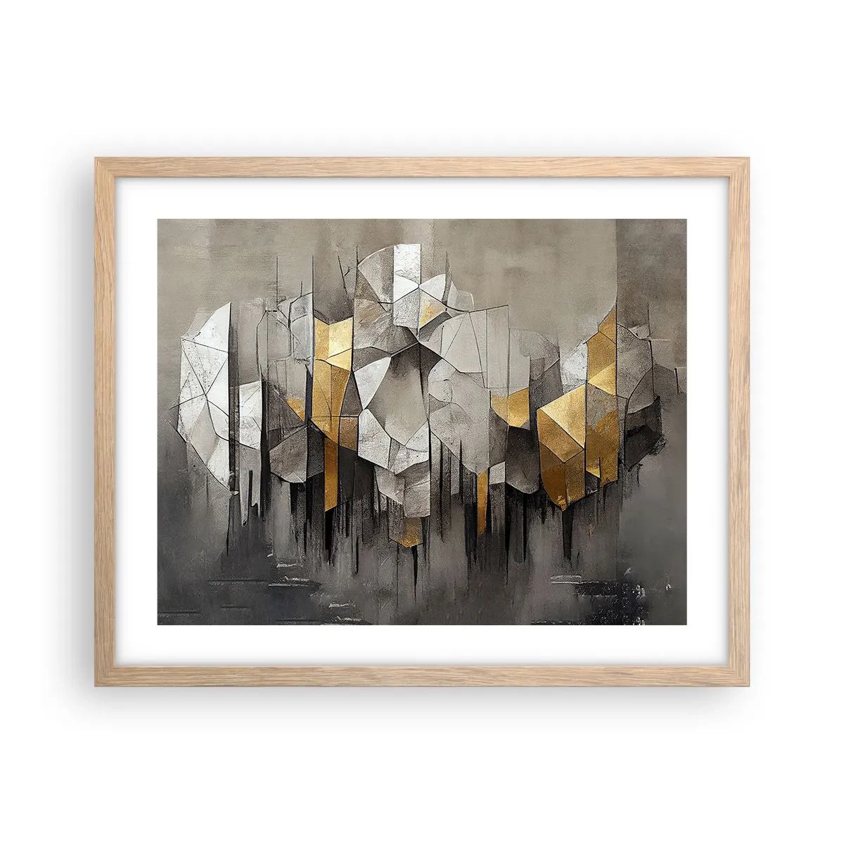 Poster in light oak frame - Composition of Ice and Light - 50x40 cm