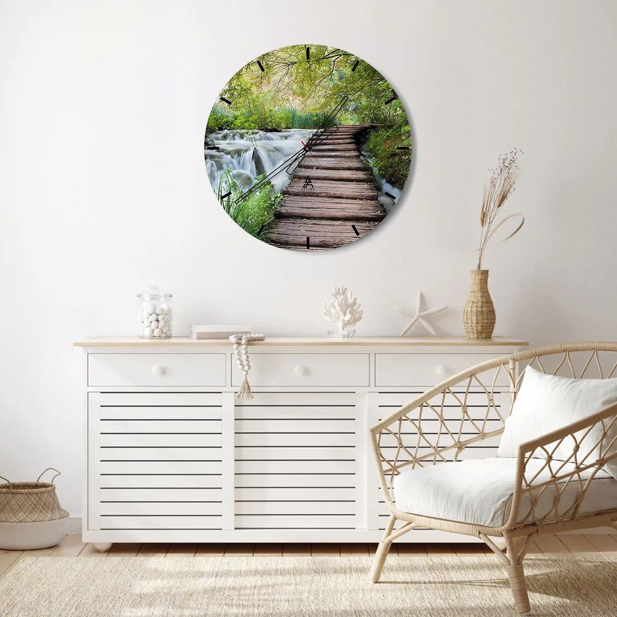 Wall clock - Clock on glass - Not Such Quiet Water - 40x40 cm