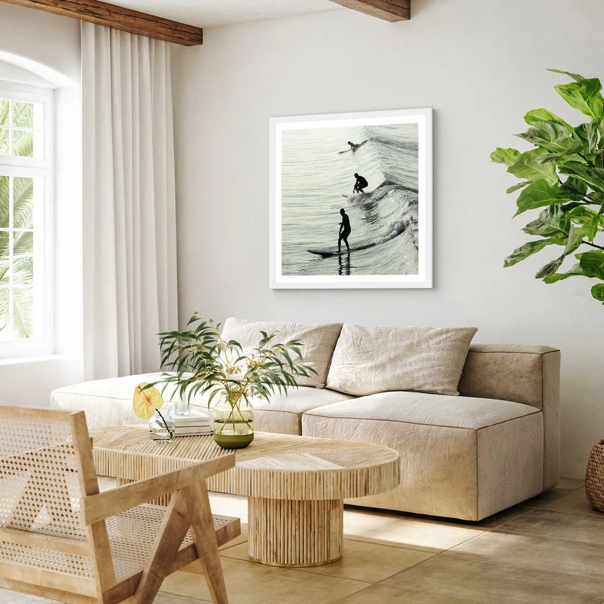 Poster in white frmae - Meeting the Wave - 50x50 cm