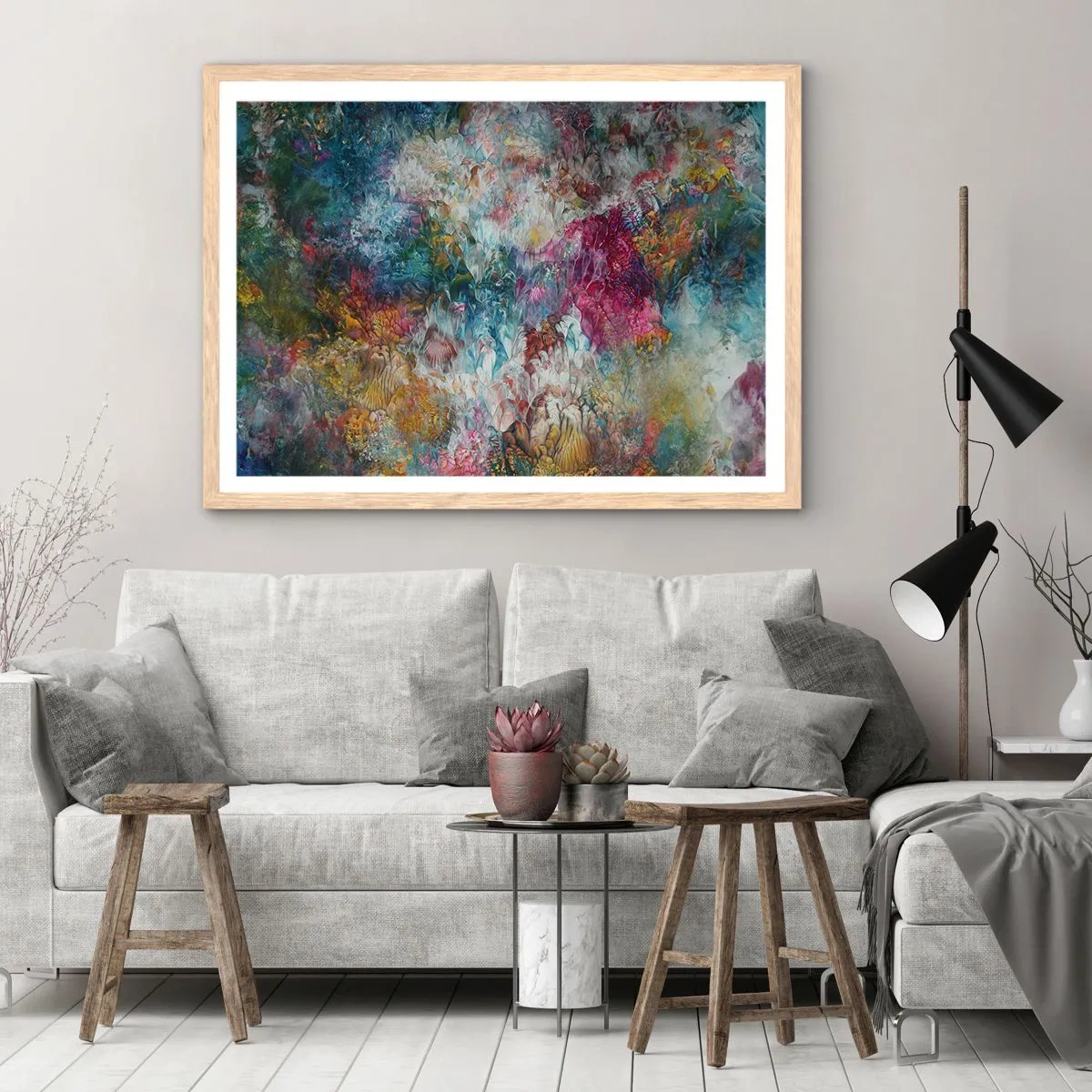 Poster in light oak frame - In Full Bloom - 100x70 cm