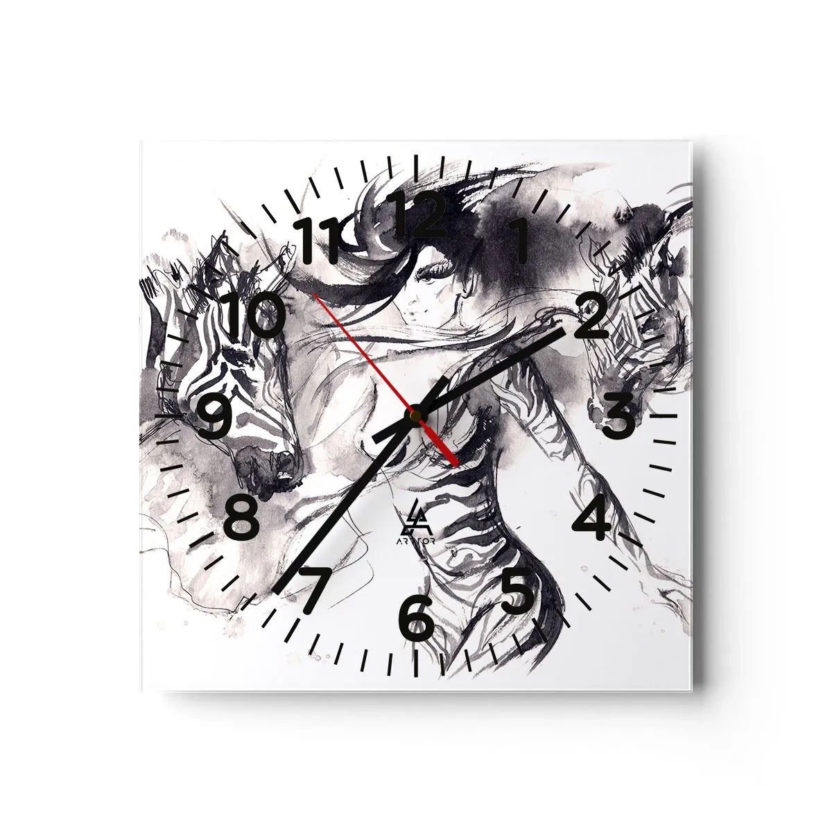 Wall clock - Clock on glass - Dancing With Zebras - 40x40 cm