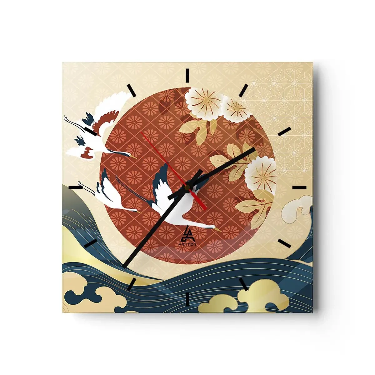 Wall clock - Clock on glass - Japanese Tale - 30x30 cm