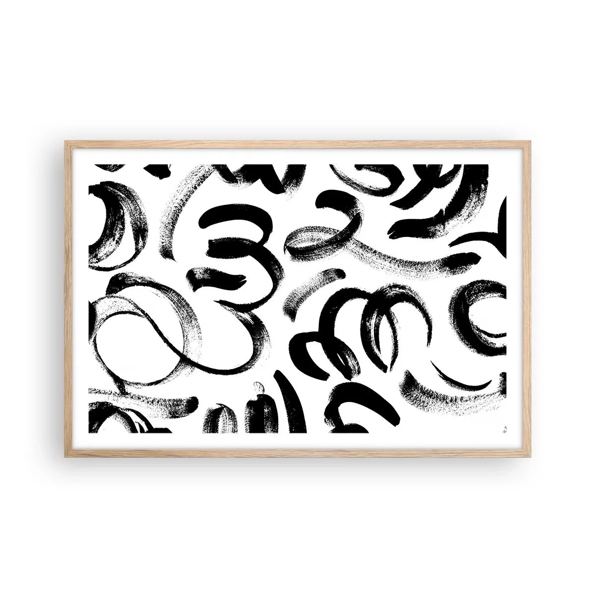 Poster in light oak frame - Black on White - 91x61 cm