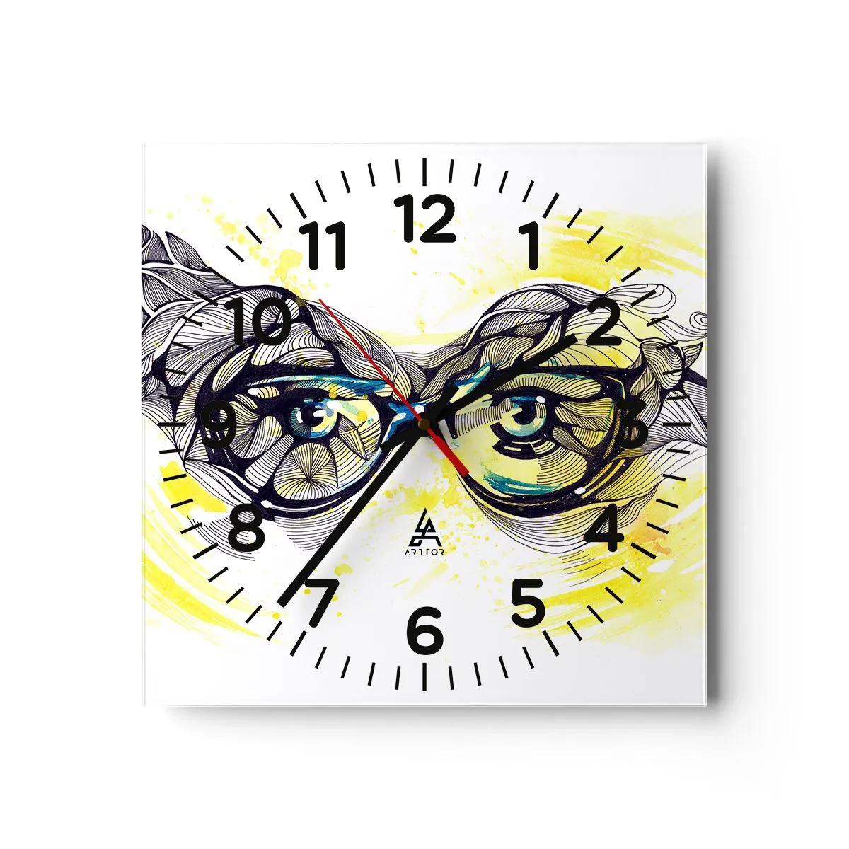 Wall clock - Clock on glass - Through Blue Glasses - 30x30 cm
