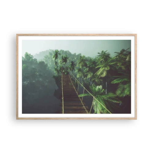 Poster in light oak frame - Hanging Bridge in the Green - 100x70 cm