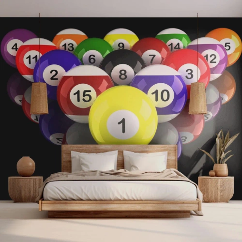 Photo Wallpaper Premium Sand - Different Colours of a Game - Sport, Billiards, Billiard Balls - 100x70 cm