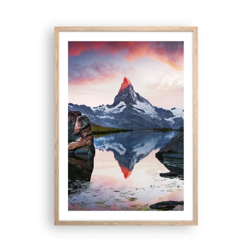 Poster in light oak frame - Heart of the Mountains Is Hot - 50x70 cm
