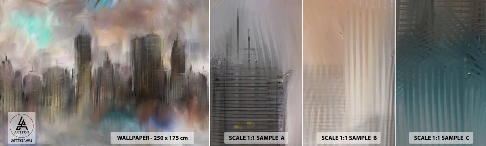 Photo Wallpaper Sample Standard Eco - Composition of Steel, Stone and Fog - City, Architecture, Piece - 100x30 cm