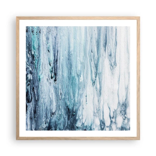 Poster in light oak frame - Blue Icicles - 60x60 cm
