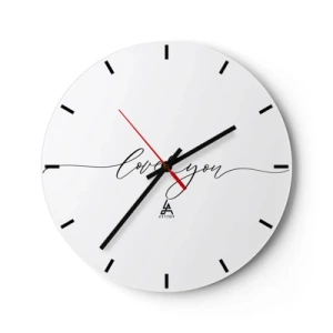 Wall clock - Clock on glass - Black on White - 40x40 cm