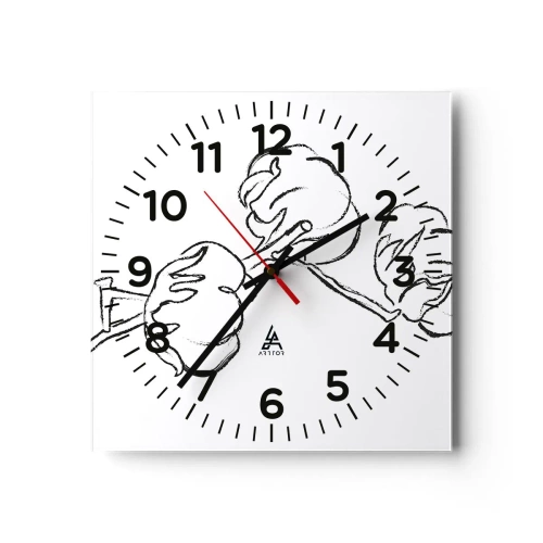 Wall clock - Clock on glass - Cotton Fluff - 30x30 cm
