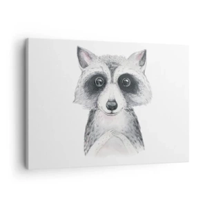 Canvas picture - Adorable portrait of a raccoon on a white background - 70x50cm - Emotional Moment - Modern wall decoration for the living room and bedroom ARTTOR