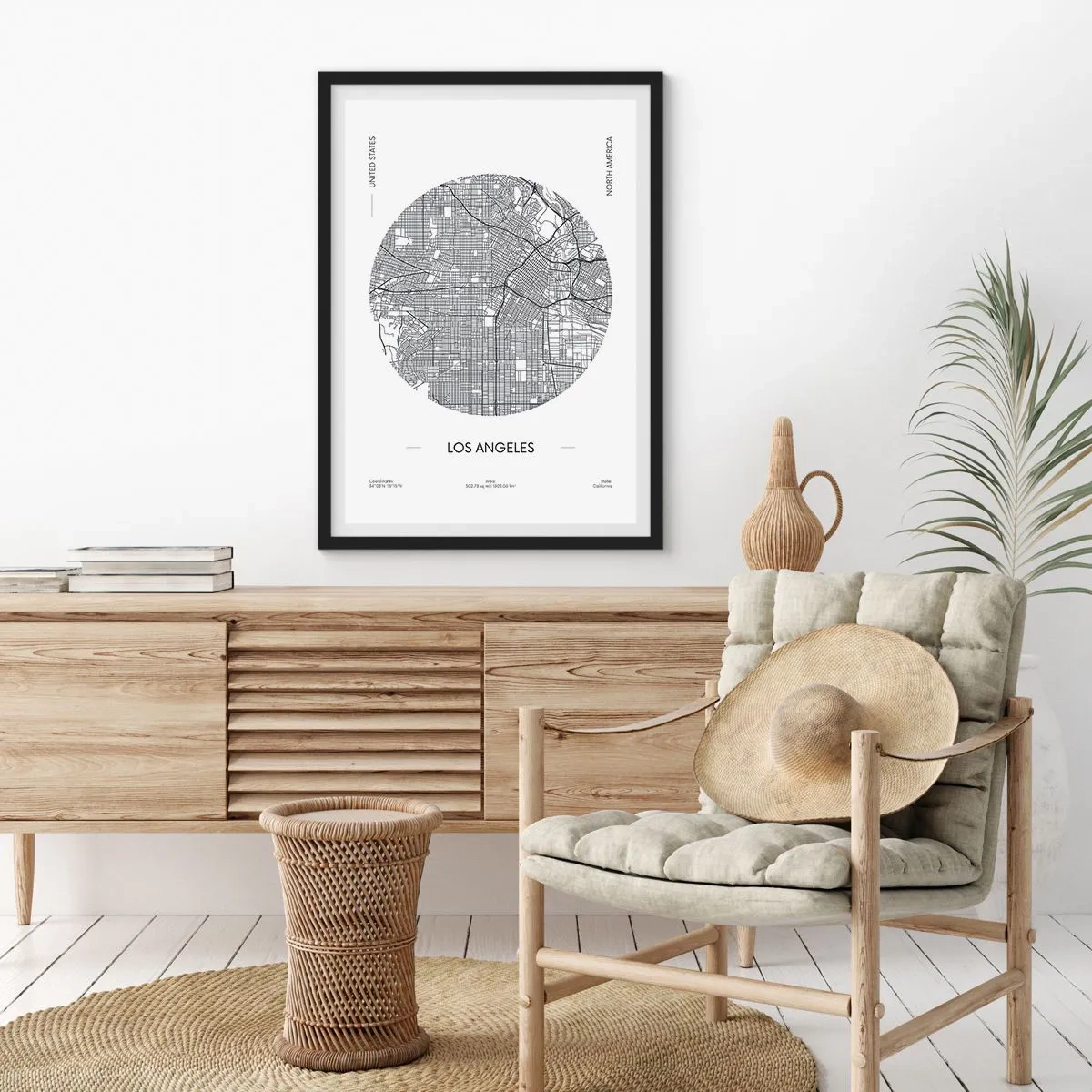 Poster in black frame - Anatomy of Los Angeles - 30x40 cm