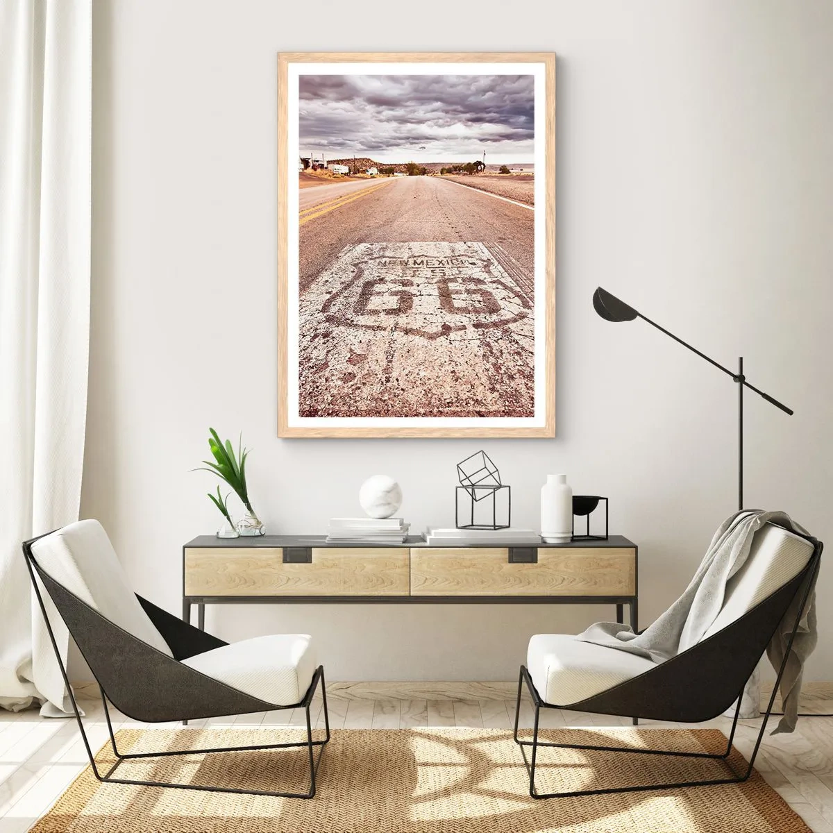 Poster in light oak frame - Mother Road - American Legend - 70x100 cm
