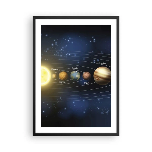 Poster in black frame - The solar system with planets against the background of stars - 50x70cm - One in Ten - Modern wall decoration for the living room and bedroom ARTTOR