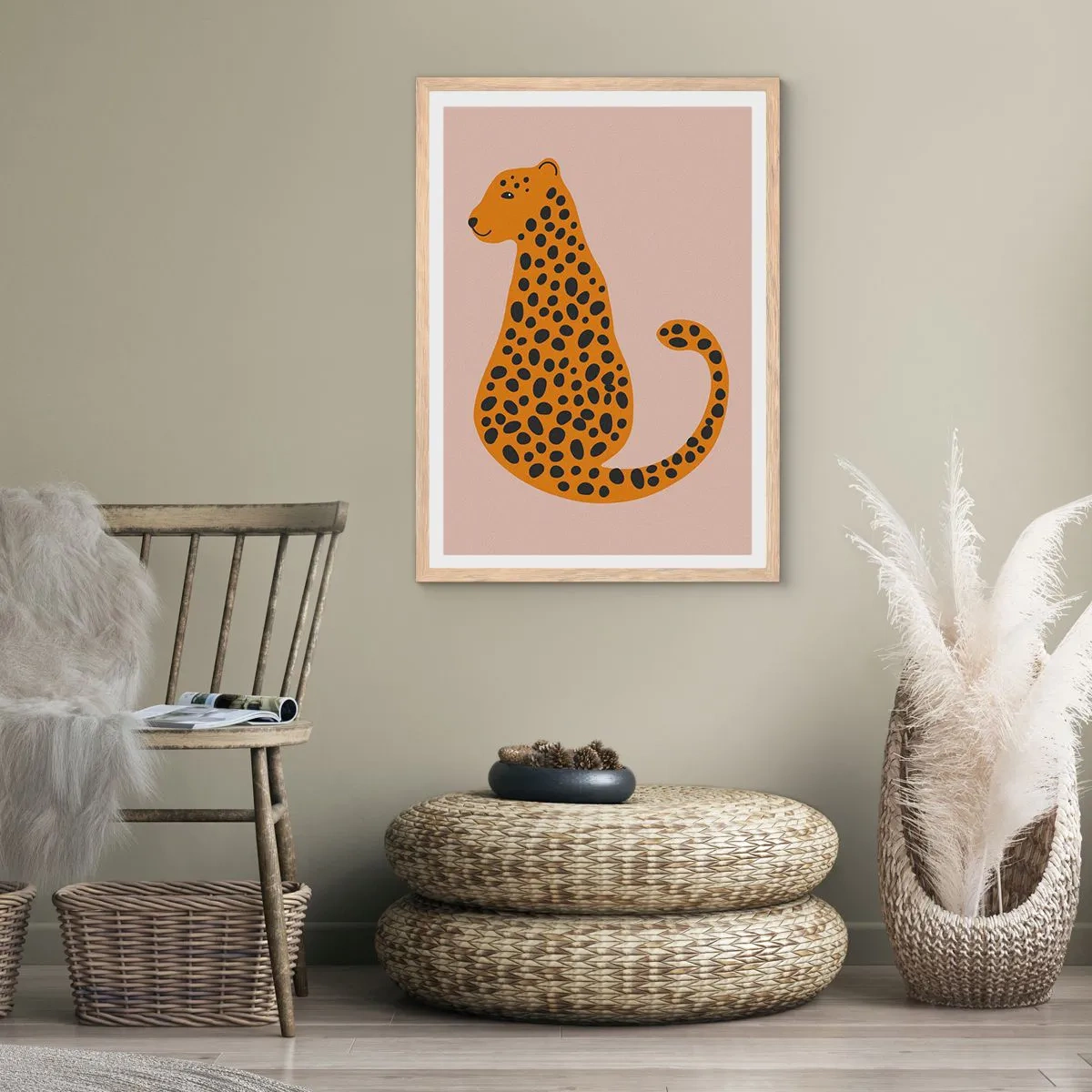 Poster in light oak frame - Leopard Print Is Fashionable - 50x70 cm