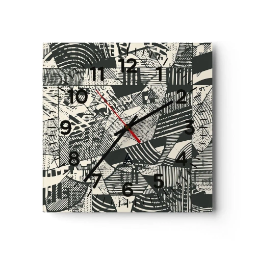 Wall clock - Clock on glass - Dynamics of Contemporaneity - 30x30 cm