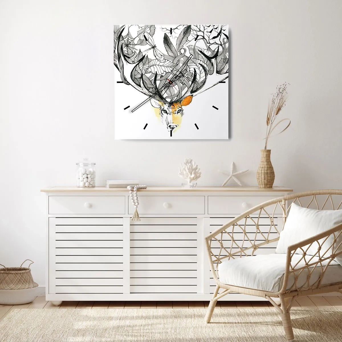 Wall clock - Clock on glass - Cornucopia - 40x40 cm