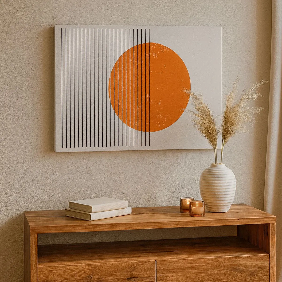 Canvas picture - Minimalist sun with geometric lines - 70x50cm - Always the Sun - Modern wall decoration for the living room and bedroom ARTTOR