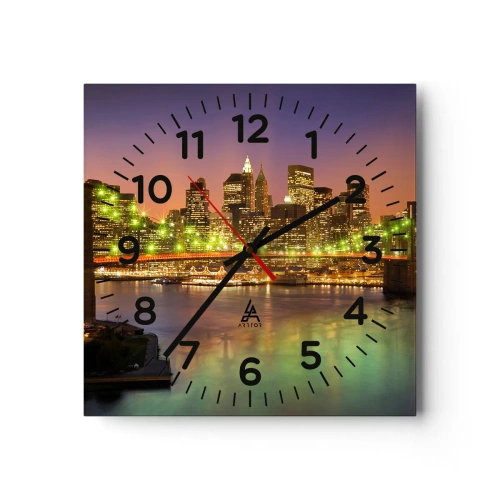 Wall clock - Clock on glass - Here Light is Always on - 40x40 cm