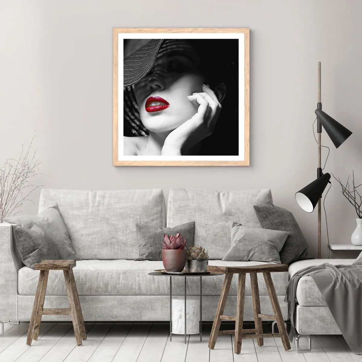 Poster in light oak frame - Study in Scarlet - 60x60 cm